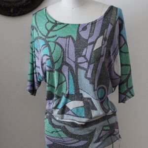 Y2K 2000's Custo Barcelona Sparkle Knitted Slouch Fit Sweater Tunic Top